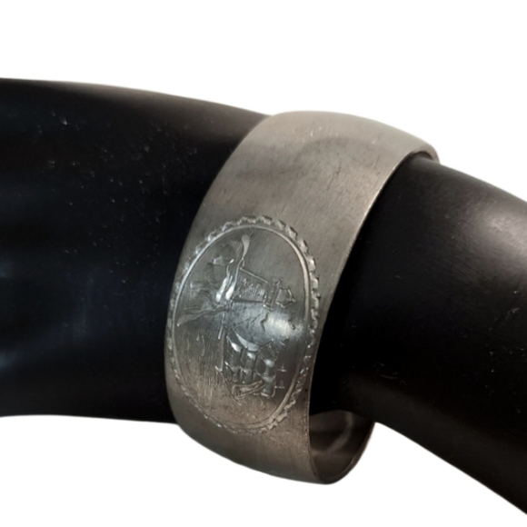 hans Jansen Jewelry - HANS JENSEN Vintage Silver Plated Danish Boat Scene Cuff Bracelet  Rare